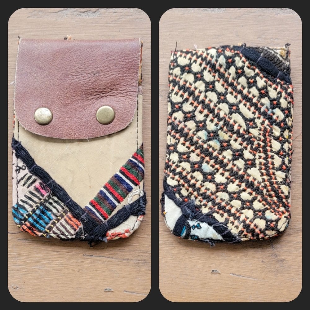 🪬🍄 Free People Boho Embroidered Repurposed vtg banjara hippie Wallet card case
